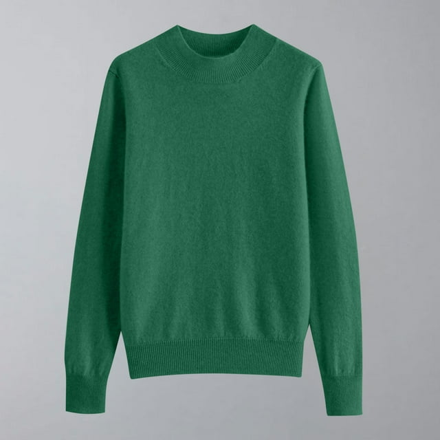 VgaVtl Chandails à Col Roulé pour Femmes Chandail en Coton à Manches Longues Chandails pour Femmes Automne Ajusté Uni Vert Superposition Chandails en Tricot