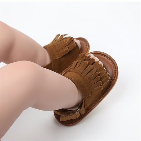 

Cathalem Kids Slide Sandals Boys Girls Open Toe Tassels Shoes First Walkers Shoes Summer Toddler Toddler Flip Flops Size 8 Coffee 12 Months