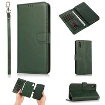 iPhone Xs Max Case with Card Slots, Allytech Detachable Case Support Magnetic Car Mount Case with Lanyard Wallet Vegan Leather Shockproof Stand Case for iPhone XS Max 2018(6.5"), Green