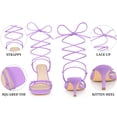 thumbnail image 5 of BLISSFUL STEP Women's Heels Knot Lace Up Strappy Square Toe Kitten Heel Sandals  Purple 6, 5 of 7