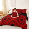 thumbnail image 4 of Homewish Vintage Death Skull 7-Piece King Bedding,Bohemian Damask King Bed in a Bag,Red,Halloween Bed Set,Black Reversible, 4 of 8