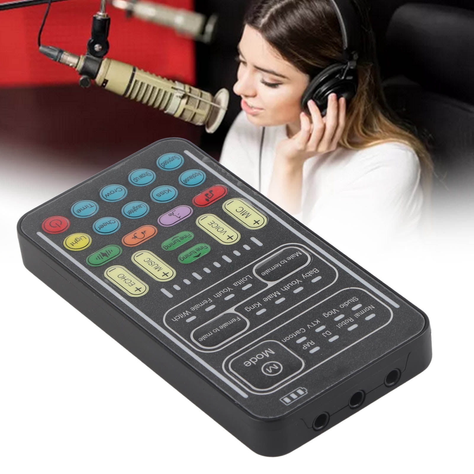 Voice Changer, I9 Voice Changer Set Portable Recording Mini Sound Card Live Streaming Mixer With Microphone Headphones