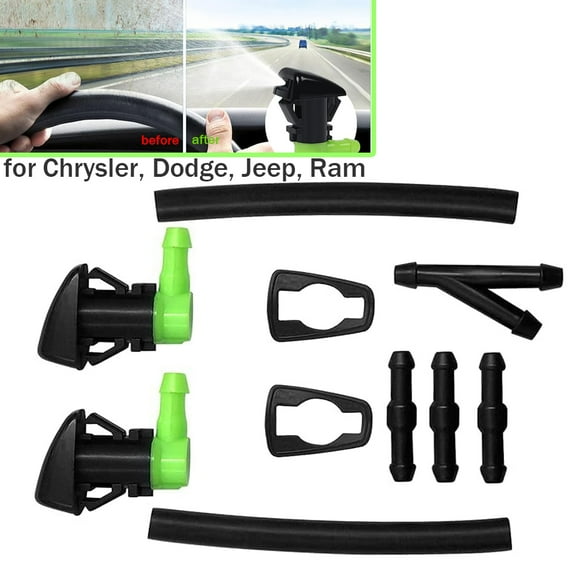 2 Pcs Adjustable Car Windshield Washer Nozzle kit - Fit for Jeep, GMC Chrysler, Dodge, Jeep, Ram Chevy  Wiper Fluid Spray Nozzle Cleaning Tools