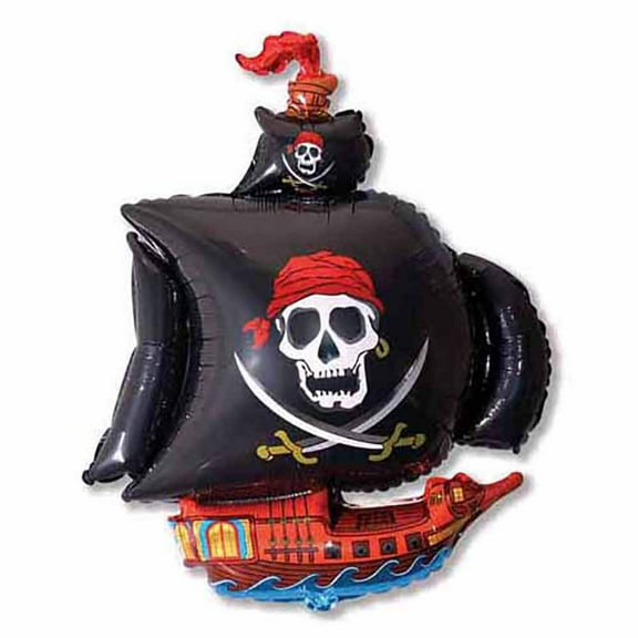 41 inch Pirate Ship - Black Foil Mylar Balloon - Party Supplies Decorations