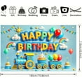 thumbnail image 2 of 5.9x3.6FT Blue Train Birthday Backdrop Colorful Balloon Rainbow Cake Trains Birthday Photography Background for Boys Happy Birthday Newborn Baby Shower Party Decorations Banner Photo Booth Props, 2 of 6