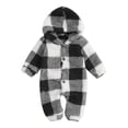 thumbnail image 3 of Bovxnpu Newborn Bodysuits Toddler Kids Winter Fleece Hooded FooTied Romper Jumpsuit Bottoms, 3 of 9