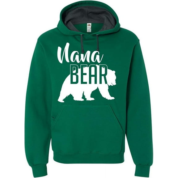 Custom Apparel House Nana Bear Hoodie Grandma Mom Women Family Bear Design Soft Hoodie Adult Pullover Sweatshirt, Clover, S