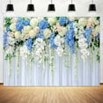 thumbnail image 4 of 7x5ft White & Blue Floral Photography Backdrop - Spring Botanical Flowers Background for Wedding, Birthday Party, Baby Shower Decor and Wall Display, 4 of 5