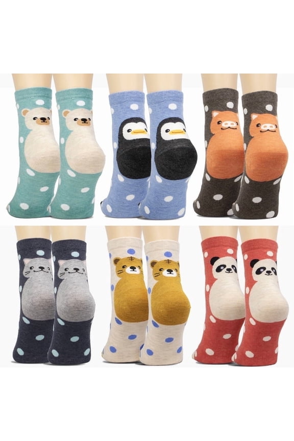Women's 12 Pair Multicolor Cute Animal Cotton Lightweight Socks