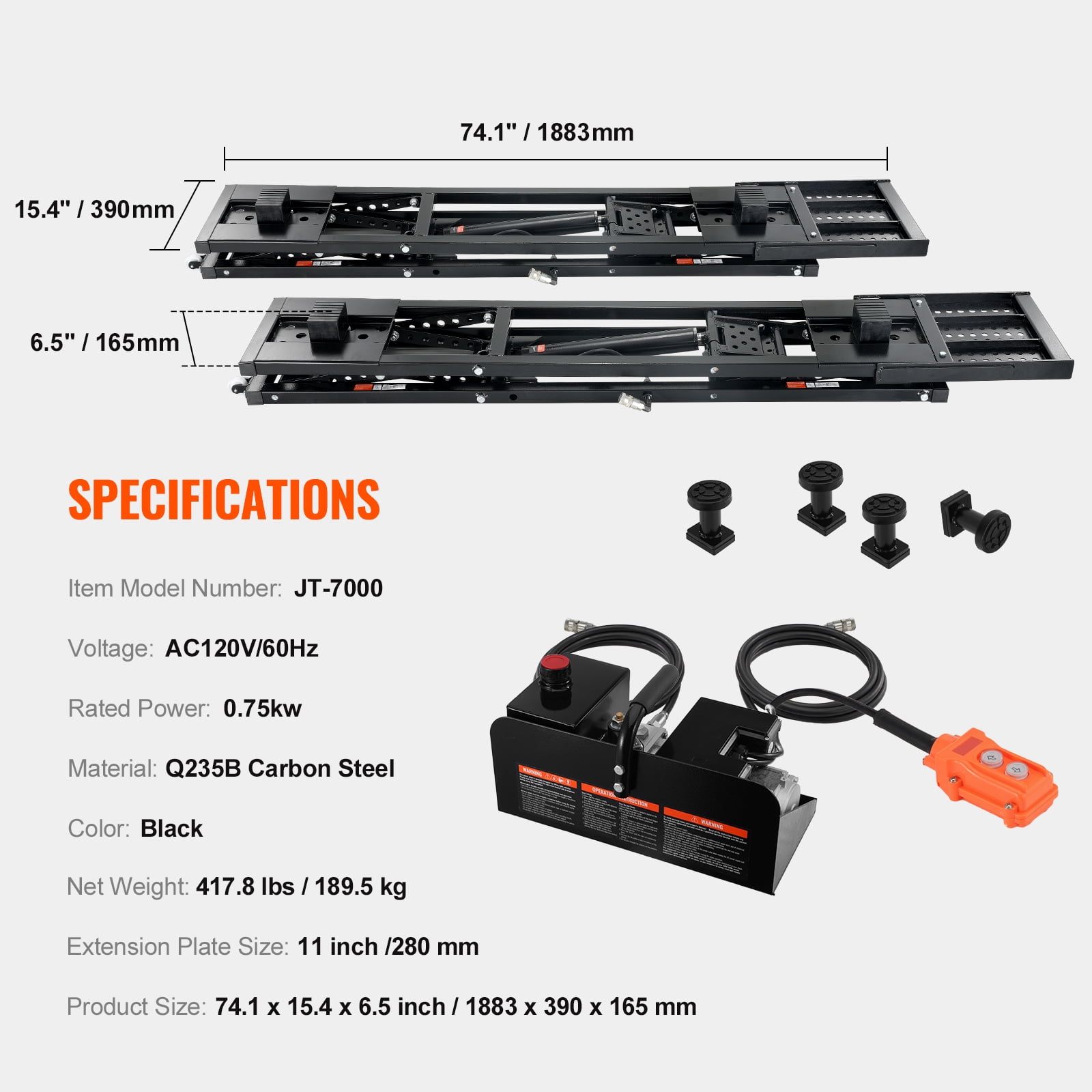 VEVOR Portable Car Lift 7000 LBS Automatic Car Lift System Jack for Home Garage