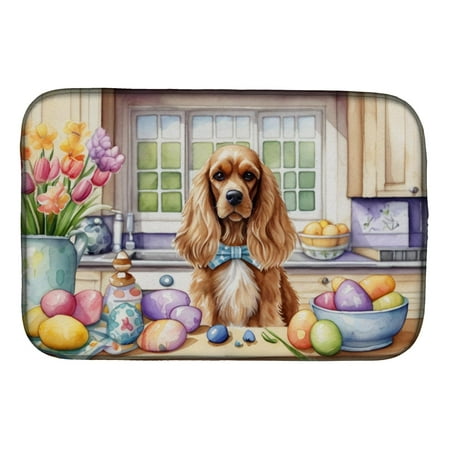 Decorating Easter Cocker Spaniel Dish Drying Mat