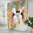 thumbnail image 5 of Easter Shower Curtain, Easter Bunny Shower Curtain for Bathroom, Happy Easter Eggs with Spring Flowers Tulips Farmhouse Holiday Waterproof Bath Curtain with Hooks for Home, 72x72 Inches, 5 of 5