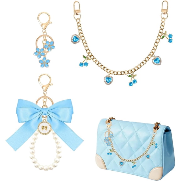 3 count Purse Chain Bag Charms, Bow Purse Charms for Handbag Decoration Bag Accessories