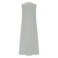 thumbnail image 6 of SMihono Women Summer Cotton Linen Sleeveless Long Dress Casual Button V Neck Beach Flowy Swing Loose Shift Sun Maxi Dresses Gray XXXXL, 6 of 7