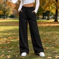 thumbnail image 5 of Diufon Women's Wide Leg Sweatpants Fall Trendy Drawstring Baggy Sweat Pants Scalloped Hem Workout Joggers with Pockets, 5 of 9
