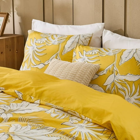 Gogreen 100% Cotton 3 Pieces Luxury Queen Duvet Cover Floral, Soft & Breathable Queen Bedding Sets, Pattern Queen Comfy Duvet Cover, with Zipper Closure