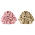 thumbnail image 3 of Gyratedream Toddler Baby Girl Single Breasted Ruffle Trim Belted Trench Coat Dress Long Sleeve Windbreaker Outerwear, 3 of 3