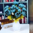 thumbnail image 4 of Ramo de flores de peonía artificial Oficina en casa Decoración floral falsa Boda Ramo de flores de seda, Azul seitruly HA7181-08B, 4 of 5
