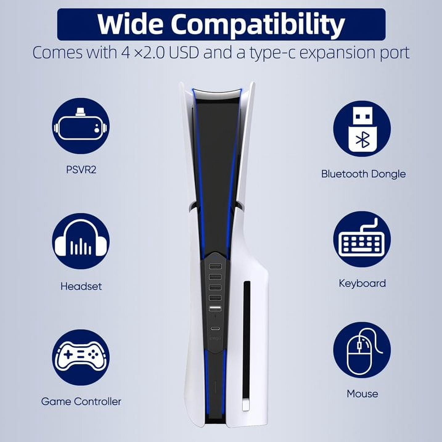 GAEKOL USB Hub for PS5 Slim, High-Speed USB Port Expander Adapter with 4 USB Data Expansion Ports & 1 USB Charging Port & 1 Type C Port Compatible with Playstation 5 Slim Disc/Digital Edition