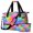 Geometric Wave Blue Pattern, variant on Geometric Diamond Black Pattern Gym Duffel Bag 2 Piece Set, Travel Weekender Bag with Shoe Compartment & Toiletry Bag, Large Capacity Gifts for Women Men,18.5 X 8.7 X 14.2 Inches