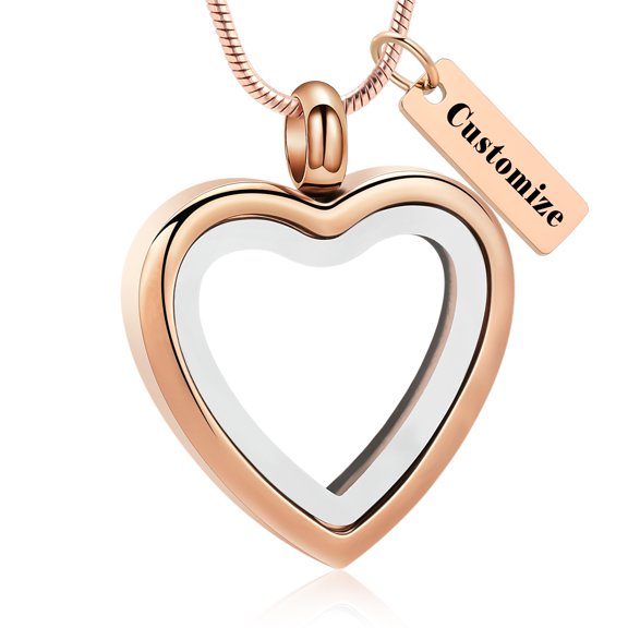 Personalize Clear Glass Heart Urn Pendant Cremation Jewelry for Ashes Keepsake Memory Necklace Human Pet Memorial Jewelry
