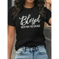 thumbnail image 2 of Women Christian T-Shirt FBlessed Beyond Measure Graphic Shirt Casual Crew Neck Top, 2 of 6