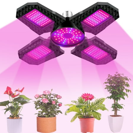 

Rosnek E26/E27 Foldable LED Grow Light Full Spectrum Red Blue Plant Grow Light Bulb Plant Growing Lamp for Indoor Plant Succulents Veg Flowers Growth 1/2/4Pcs