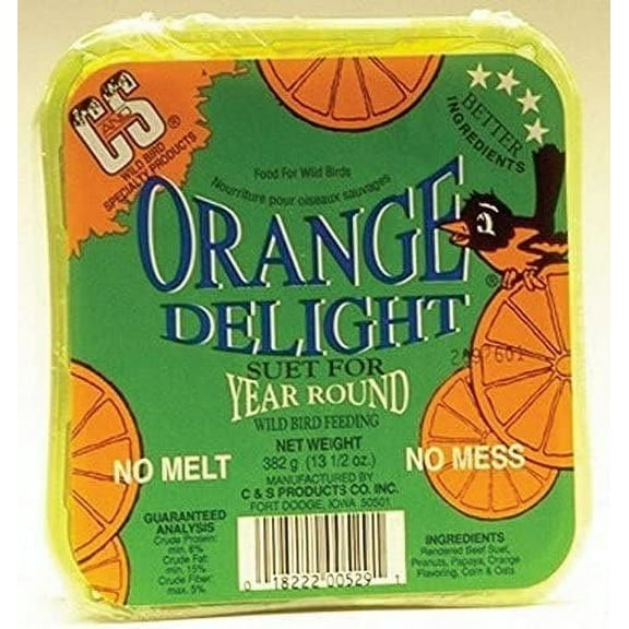 C & S Products Orange Delight Suet Wild Bird Food - Suet for Wild Birds - Set of 3