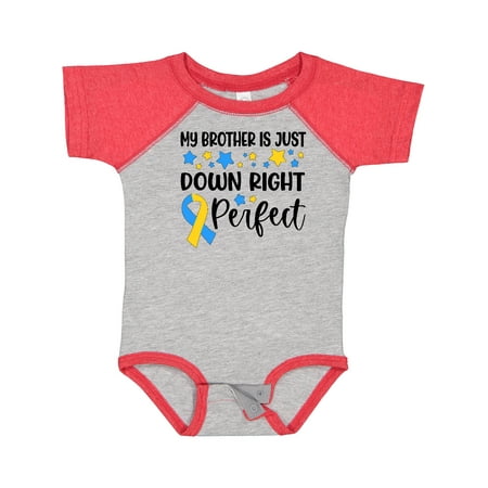 

Inktastic My Brother is Just Down Right Perfect- Down Syndrome Awareness Ribbon Gift Baby Boy or Baby Girl Bodysuit