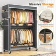 thumbnail image 2 of Exenoray Organisateur de Garde-Robe Roulant avec Housse, Portant à Vêtements à une Colonne avec Tablettes et Tringles, Portant à Vêtements en Métal Robuste avec Roues, Capacité de 445 Lb, 45 Pouces L x 17.5 Pouces P x 81 Pouces H, Noir, 2 of 8