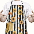 thumbnail image 2 of Black White Stripe Orange Leaf Sunflower Apron-Garden Aprons for Women with Pockets-Cotton Linen Waterproof Kitchen Cooking Gardening Aprons Adjustable for Kitchen,Cooking,BBQ and Salon 33x27 Inch, 2 of 7