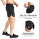 thumbnail image 3 of Pantalones cortos BROKIG con cremallera, ligeros, para gimnasio, 13 cm, negro+gris, 3 of 6