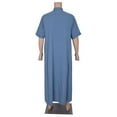 thumbnail image 4 of BAZINRICHE Arab Big and Tall Men's Robe Half Sleeve Thobe Tops Caftan Stand Neck, 4 of 5
