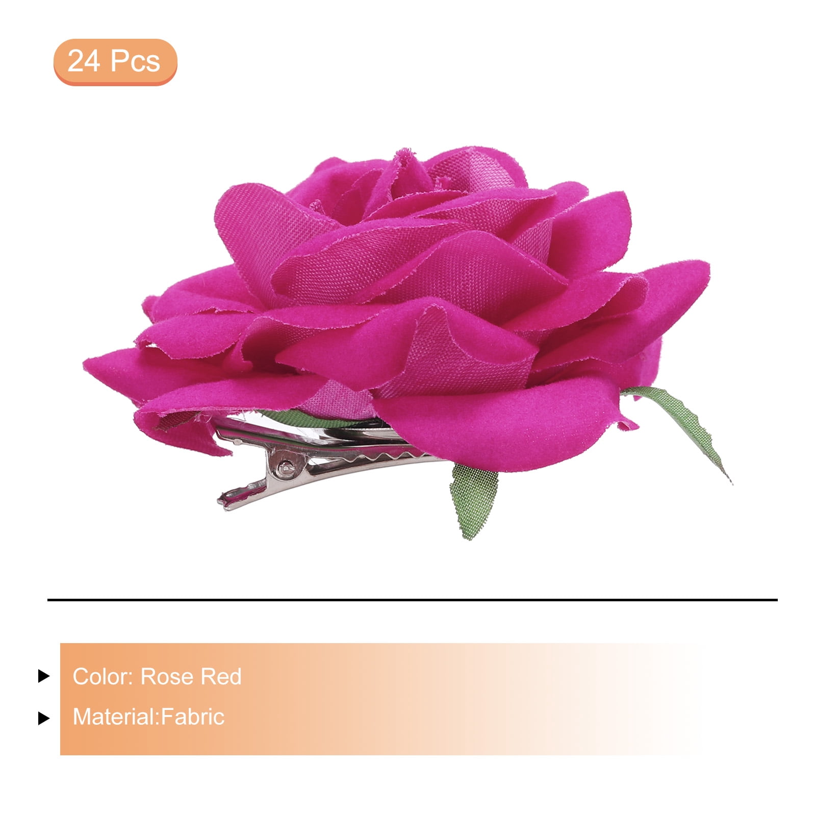 24 Pcs Rose Flower Hair Clips 3 Inch Flower Hair Pins for Women Hair Accessories Rose Red