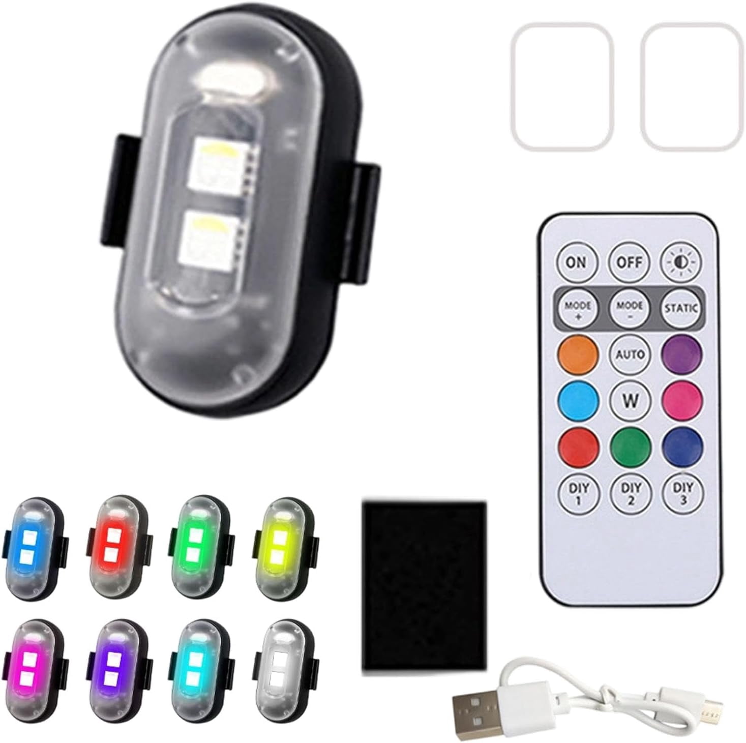 LumexFlux 4PCS Lumières LED RGB Sans Fil Avec Télécommande Pour Drone, Voiture, Camion - Stroboscopiques Rechargeables
