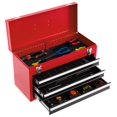 thumbnail image 4 of Portable Garage Tool Cabinet, 3 Drawer Mechanic Tool Box with Automatic Lock System, Steel Tool Organizer with Top Tray for Workshop – Black & Red, 4 of 8