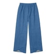 thumbnail image 5 of Tnhcen Women's Petal Hem Ankle Jeans, Denim Look Cropped Wide Leg Pants with Pockets, Drawstring Waist Rayon Polyester Blend Casual Pants for Women S-2XL, 5 of 6