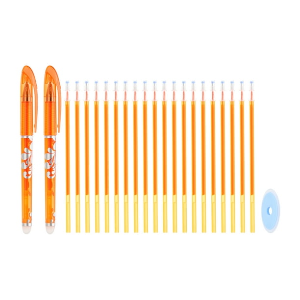 Paquete de 2 bolígrafos borrables de gel con 20 recargas y 1 borrador, bolígrafos borrables térmicos de 0.5 mm para tela, marcadores de tela para coser, acolchar y escribir en planificadores