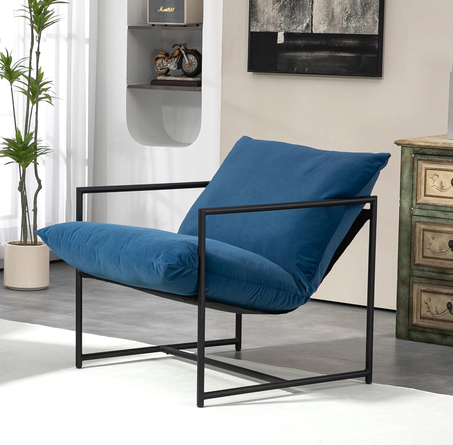 US Pride Furniture Serenity Accent Modern Velvet Arm Chair with Reclined Seat Soft Upholstery for Stylish Living Room