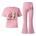 thumbnail image 5 of Girls Set Casual Stylish Flared Pants Top Comfy Fashion Boys and Girls Outfits,Pink,Size 7 -8 Years, 5 of 5