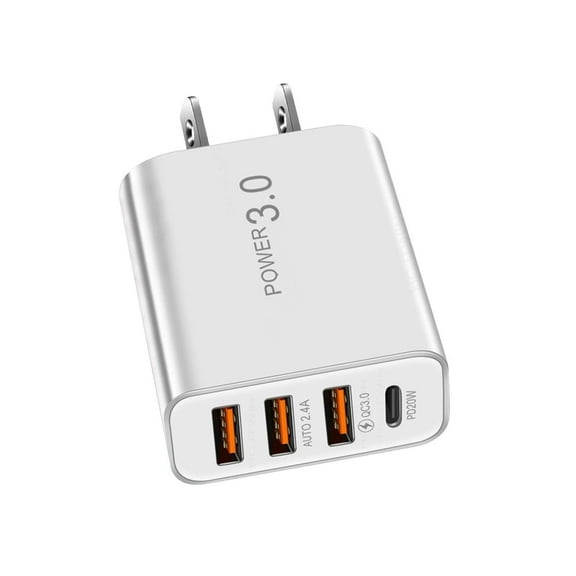 Riforla Station de Charge Chargeur Mural Compact 3usb Léger Portable Multifonction Chargeur Anti-Surchauffe Chargeur de Voiture USB Blanc