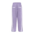 thumbnail image 5 of Sewkxo Womens Baggy Fit Wide Leg Trouser Casual Drawstring Elastic Waist Quick Dry Tracktrousers 2026 Fashion Contrast Color Striped Trousers with Pockets,Purple S, 5 of 7