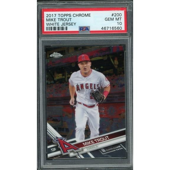 Mike Trout 2017 Topps Chrome White Jersey Baseball Card #200 Graded PSA 10 GEM MINT