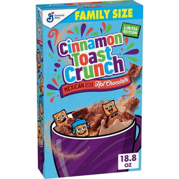 Cinnamon Toast Crunch Breakfast Cereal, Mexican Style Hot Chocolate, Family Size, Limited Edition, 18.8 oz