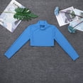 thumbnail image 4 of MSemis Kids Girls Long Sleeve Turtleneck Cropped Top Yoga Ballet Dance Tops Blue 14, 4 of 6