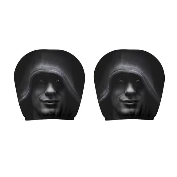 Funny Car Headrest Covers, Prank Auto Seat Decor with Double-Sided Mystery Print, Universal Stretch Protector for Vehicle Interior, 2Pack