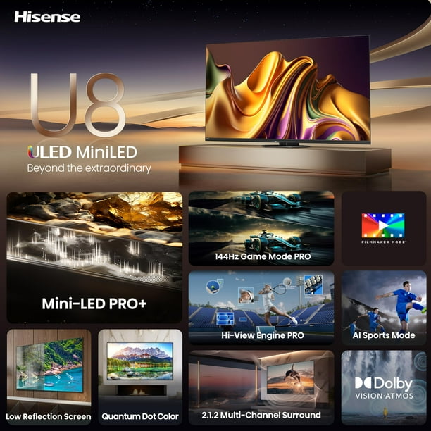 Hisense 65-Inch Class U8 Series Mini-LED ULED 4K UHD Google Smart