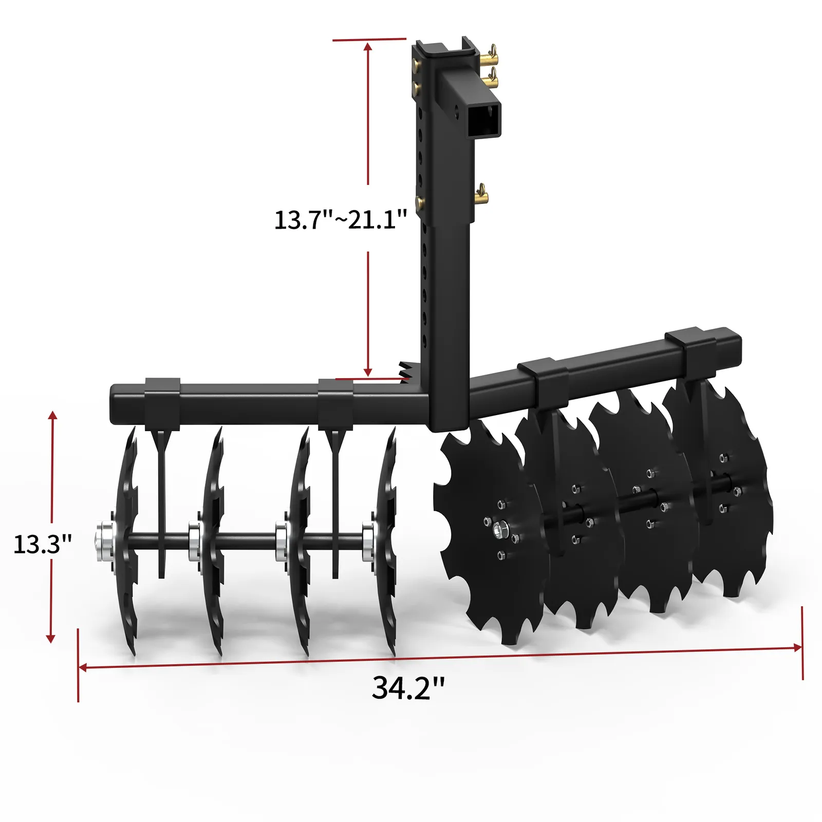 RVNI 32" Cut Width Disc Plow Harrow With 2" Receiver Hitch Mount Pull Behind Tiller for ATVs & UTVs Heavy