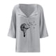 thumbnail image 4 of Gibobby Camiseta de manga corta con cuello en V Camiseta suelta informal con cuello en V para mujer, blusa manga corta con estampado(Gris,G), 4 of 5