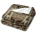 thumbnail image 6 of Retro Rustic Style Flannel Blankets, Vintage Moose Deer Bear Leaf Tree Country Style Farmhouse Cottage Cabin Throw Bed Blanket for Sofa Chair Bed 50"x60", 6 of 6